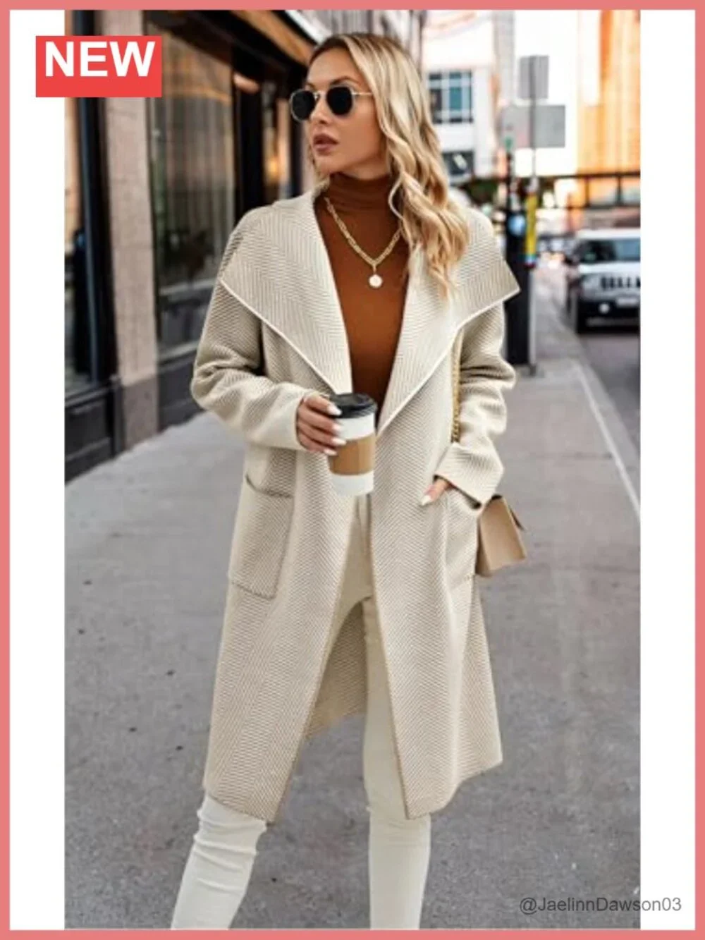 Open Front Cardigan Knit Coat Long Sleeve Lapel Knee Length Coatigan